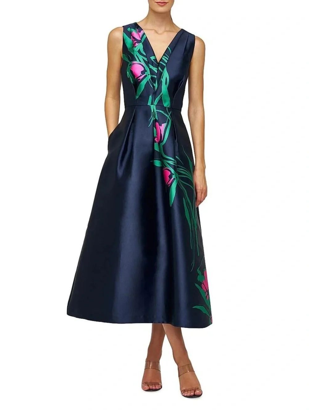 Kay Unger Women’s Willa Floral Tea-Length Dress Size 10